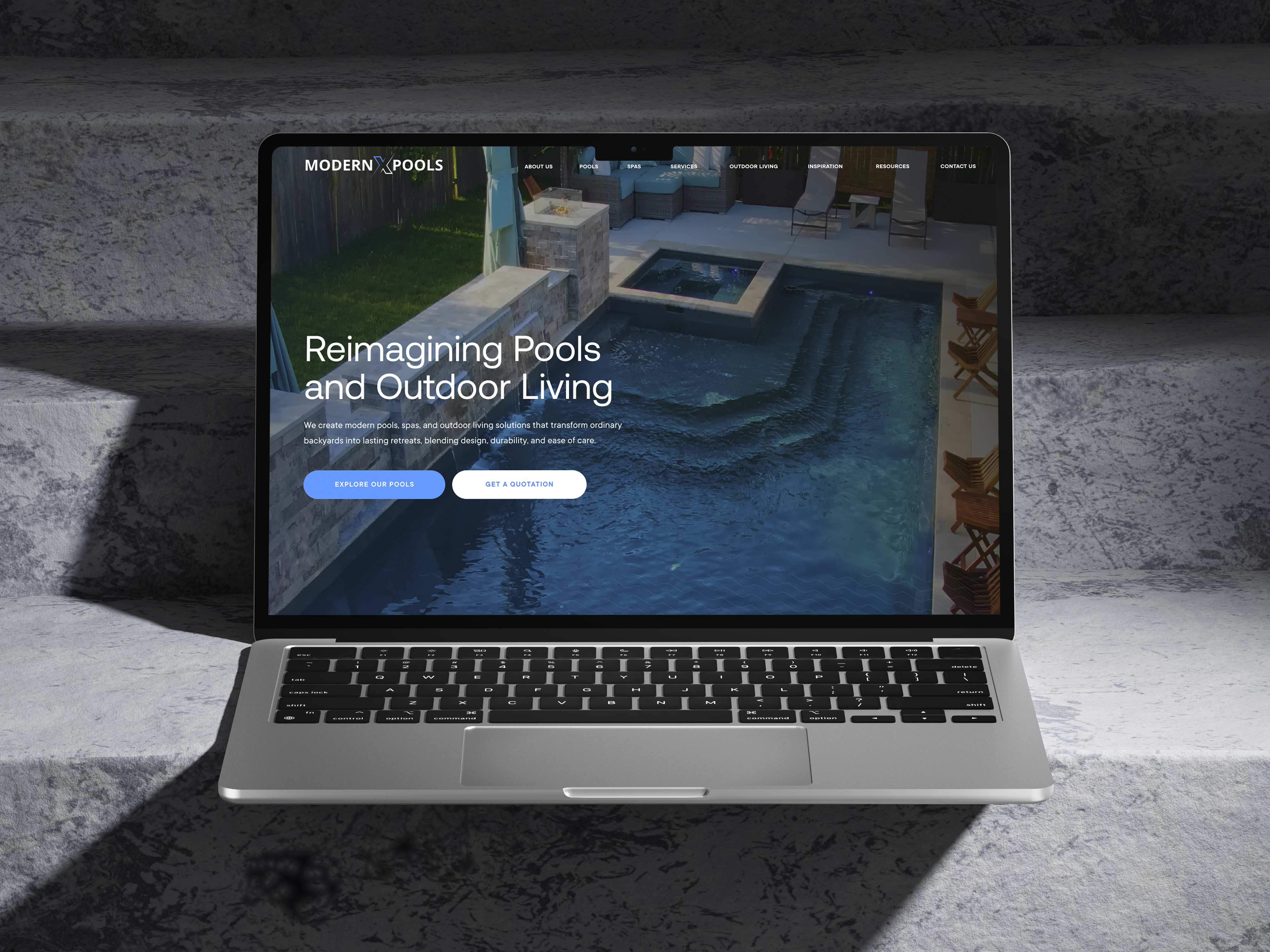ModernXPools website mockup