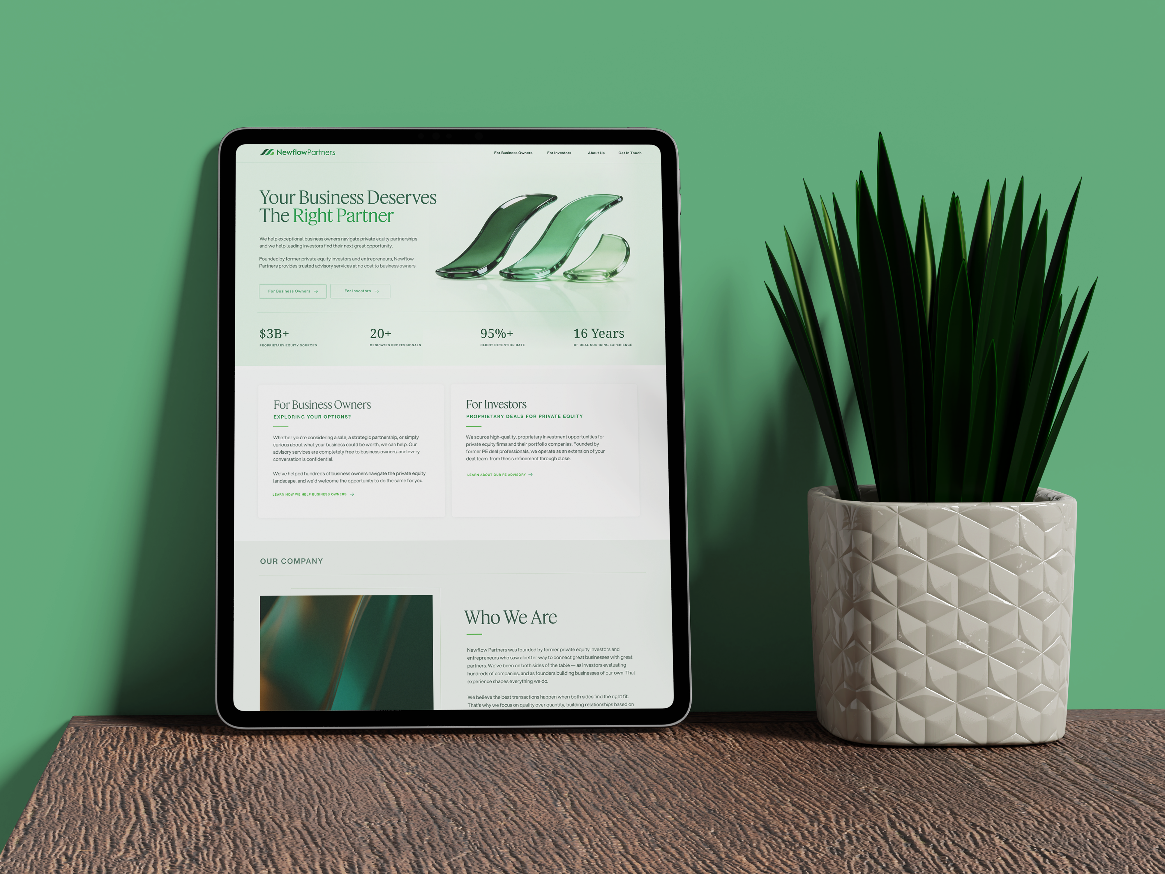 Newflow Partners website mockup